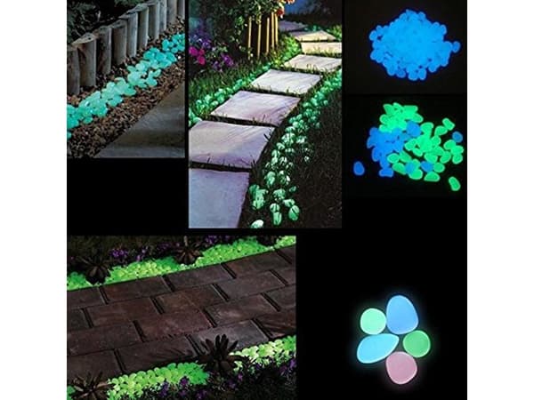 100 stk. selvlysende sten - Glow in the Dark dekoration Blå blue