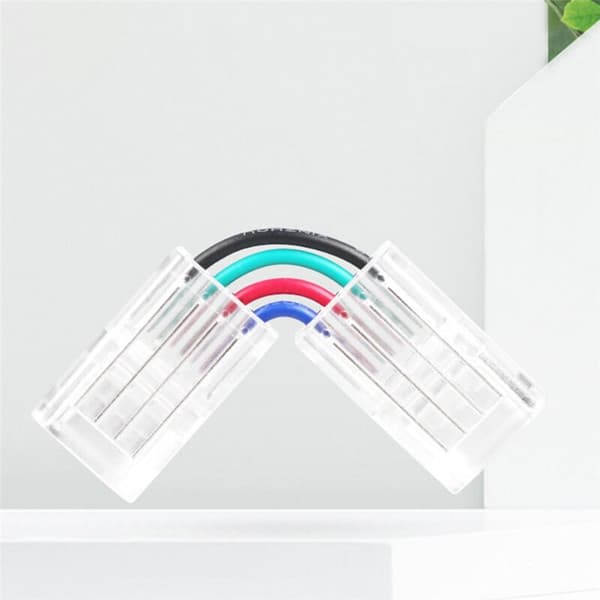 10 stk. L-formede 4-benede LED-stik 10 mm Loddefri adapterstik til 5050 RGB LED-strip