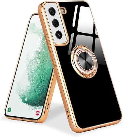 Sort, etui kompatibelt med Samsung S22 5G Ring Silikoneetui Co