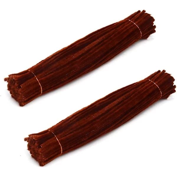 200 Pcs 30 cm X 6 mm Creative Chenille Sticks Glitter Pipe Cleaners For DIY Craft Projects (Brown)