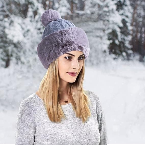 Strikkede huer til kvinder, vinter, udendørs