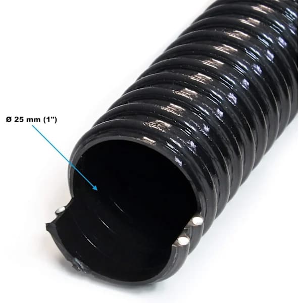 Flexibel 5 m förstärkt vakuumslang 25 mm (1 tum)