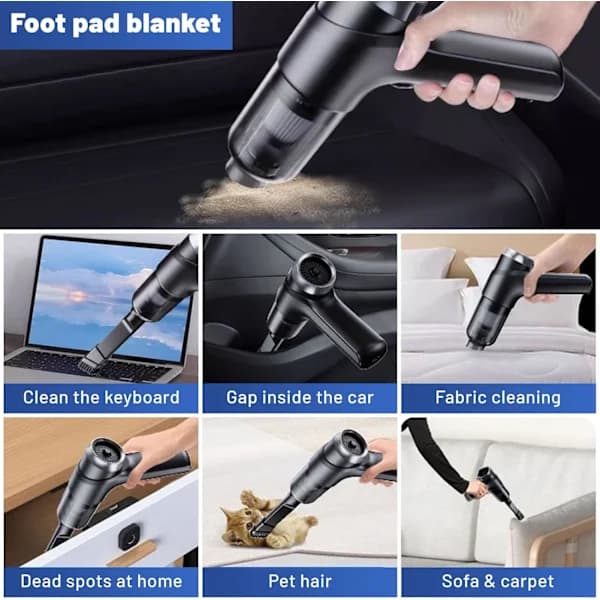 Handheld Car Vacuum, Portable Cordless Mini Vacuum, Rechargeable 12000PA Compressed Air Duster & Air Blower