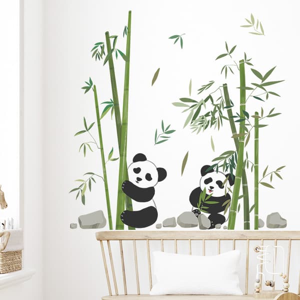 Panda och bambu väggdekaler Djur björn väggdekaler Barnkammare chi