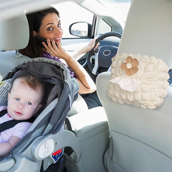 Hanging Car Tissue Holder - Yellow Flower - Back Seat Tissue Holder