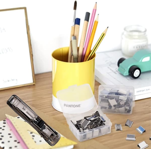Clip Dispenser, with 200 Reusable Refill Clips, Does Not Damage Your Papers, Binder Clips, Paper Clips for School Office, Seamless Stapler