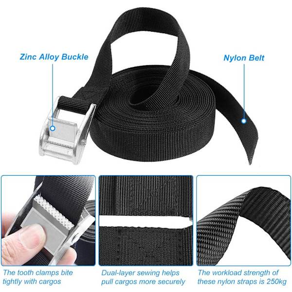 High Visibility Buckle, 1m Length Black Orange