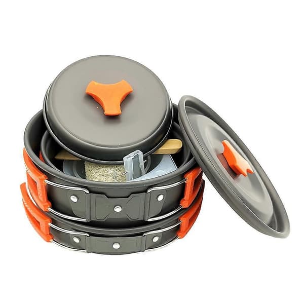 Aluminium Non-Stick Cookware Set with Foldable Handle for Camping Mess Kit