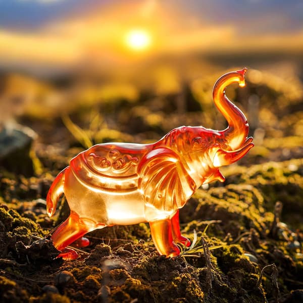 Krystall Elefant Figurer Samleobjekt, Håndblåst Malt Glass Kunst Villdyr Pynt, Hjemmekontor Papirvekt Dekorasjon