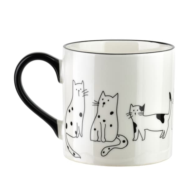 COTTELLO 370ml Katte-motiv Porcelænskop i Sort