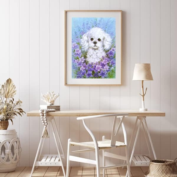 30*40cm Rund diamantmaling hund, 5D diamantmaling anime ani