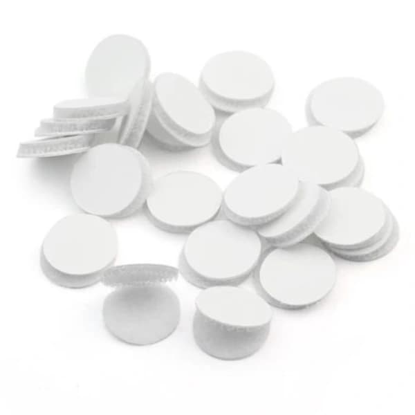 500 borrelåspunkter, 20 mm borrelåspunkter, selvklebende punkter, borrelåsbånd, selvklebende, hvite