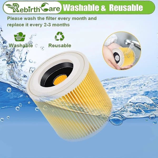 2 ST Kärcher Støvsuger Patronfilter Til Wd2 Wd3 Wd3p Wd3 Mv2 Mv3 Filter Wd3 Erstatningsfilter 6.414-552.0/6414552