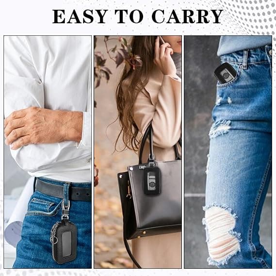 Leather Keychain for Car Keys, Universal Premium Key Protection with Zipper, Leather Case Keychain with Metal Hook