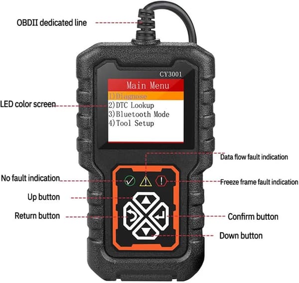 OBD2-skanner Bilfeildeteksjonsenhet CY3001 OBD2-lesekort-motordeteksjonsverktøy
