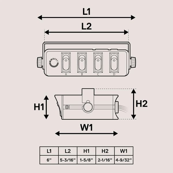 4-veis 12V vippebryter [20 Amp maks.] [12 AWG-kabler] [12 Volt DC] SPST På/Av vippebryterpanel for bil