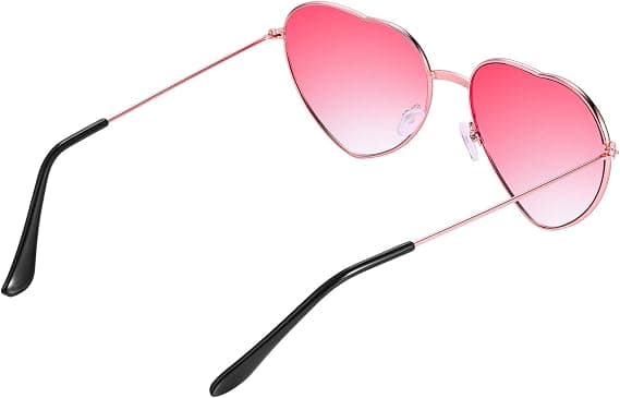 2 par Hippie Specs Briller Hjerteformede Solbriller til Hippie Udklædningstilbehør, Rosaguld Ramme