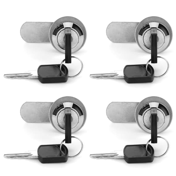 4 Pcs Cam Lock for Toolbox, Drawer, Cabinet, Replacement, Tubular with Keys for Trailer, Caravan, 15mm Diameter
