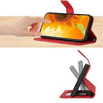 Compatible with Samsung Galaxy S10 Plus Embossed Sunflower with Diamonds Magnetic Card Holder Wallet Case with Shoulder Strap - Red Red Red