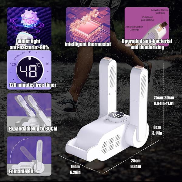 Electric Shoe Dryer, Boot Dryer with Digital Display, Ski Boot Dryer, Shoe and Boot Warmer, Ozone
