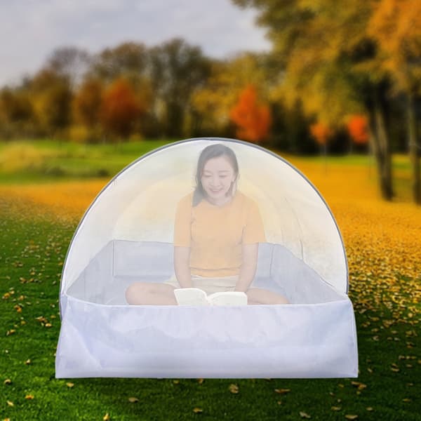 Portable Mosquito Net for Bed, Free Installation - Suitable for Camping, Nap, Patio (Large-Side Zipper (White Net))