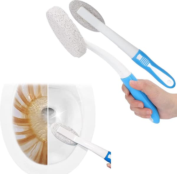 Pumice Toilet Cleaner, 2 Pieces with Handle, Removes Limescale and Stains