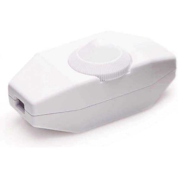 Lysdimmer, roterende bryter med hvit 220-230v kabel, trykknapp for dimbar LED