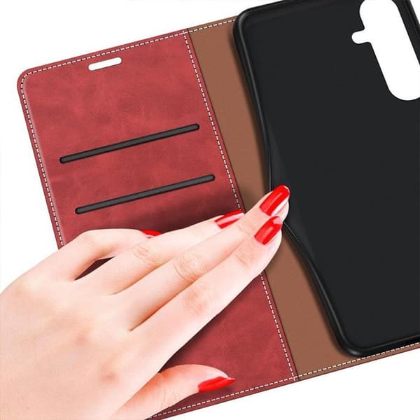 Booling Red PU Leather Case for Samsung Galaxy A17 5G/4G - 2 Screen Protectors-FY-