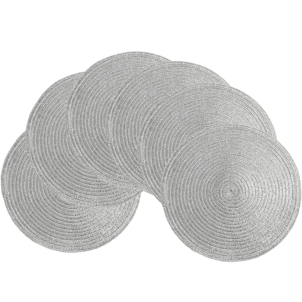 Sett med 6 vaskbare varmebestandige vevde bordbrikker (grå, 38 cm)