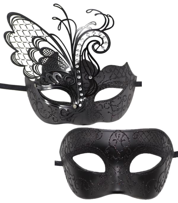 2-pack kvinnors fjädermaskeradmask venetiansk halloween mardi