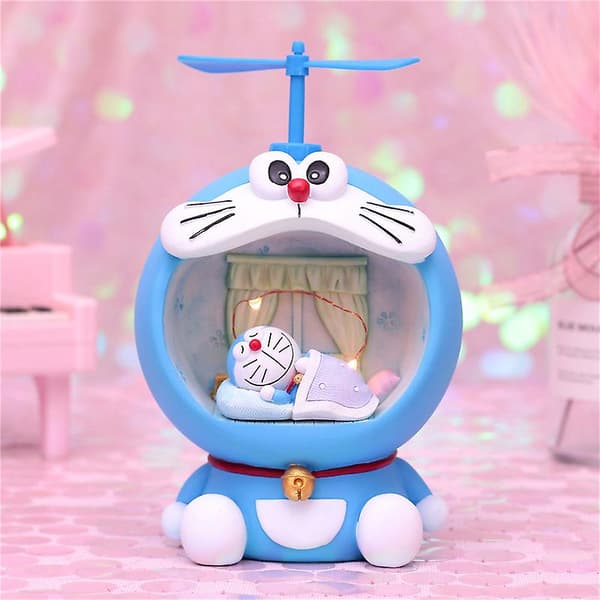Tegneseriepynt Doraemon rund stjernelys læselampe natlampe[LD]