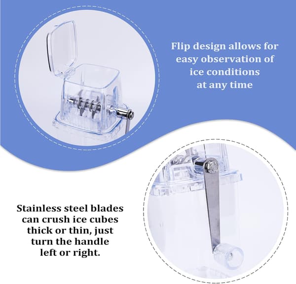 Manual Ice Crusher, Rotary Ice Crusher, Ice Crusher, Smoothie Machine, Ice Drink Chopper, Mixer White White