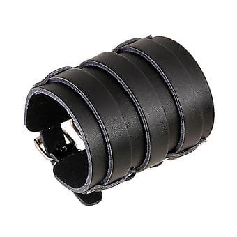 Herrar Läder Bred Trippel Rem Manschett Wrap Handskar Armband Spänne Fästning Arm Rustning Manschett 4 Rader