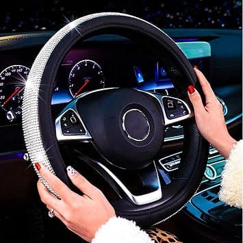 New Diamond Leather Steering Wheel Cover with Bling Bling Crystals
