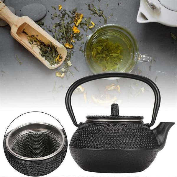 GETIT Tekande i jern med tesil i rustfrit stål, japansk tekande i støbejern til Oolong te, Puer te, tekande