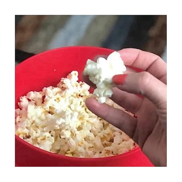 Popcornmaskin med lokk - Silikon Popcorn Maker Sammenleggbare Popcornskåler Popcornbeholder
