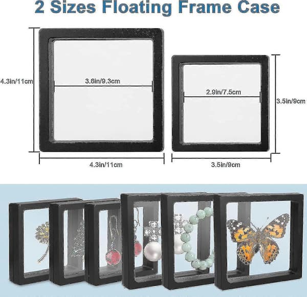 10 st Flytande Displayfodral, 3D Flytande Ram Display H D, Transparent Pe Smyckesförvaringslåda För Cen S Aa Ls Prover Ch
