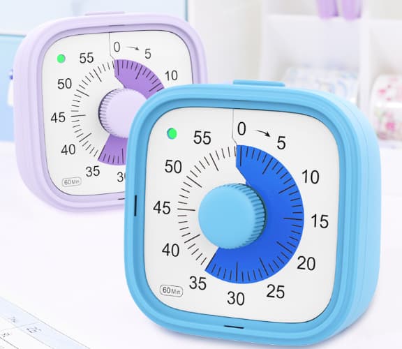 Time Timer Home - 60 minuters visuell timer, studieverktyg för hemmaundervisningsmaterial, kontorsbord och möten, tyst läge