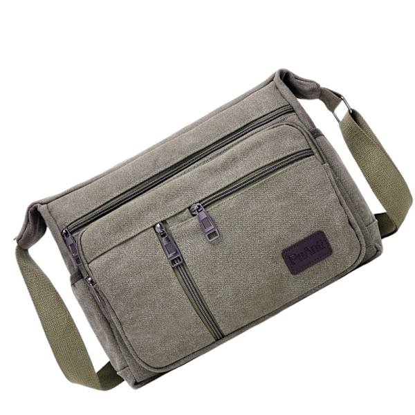 Canvas Messenger Bag for Men - Stylish and Practical Shoulder Bag Grey Grå