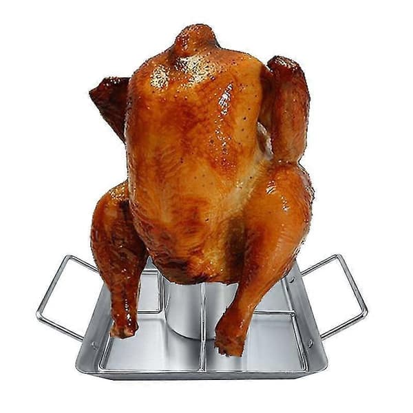 Kyllingstativ for ølboks, vertikalt kyllinggrillstativ i rustfritt stål, 26*18,5*9,5cm