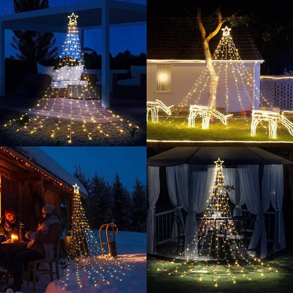 317 LED Juletræslyskæde, Diameter 32cm Stjernelysgardin