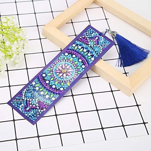 Art Bookmark Kit 5D Diamond Painting Bookmarks with Diamond Painting Tools Creative Leather Tassel Bookmark