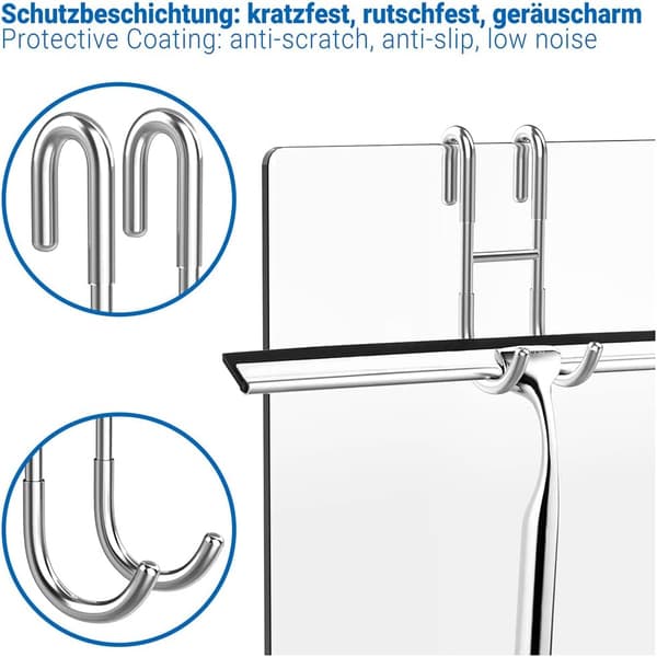 Two-piece shower hook, drill-free hook, shower umbrella, multi-functional S-shaped stainless steel hook, double hook, bat