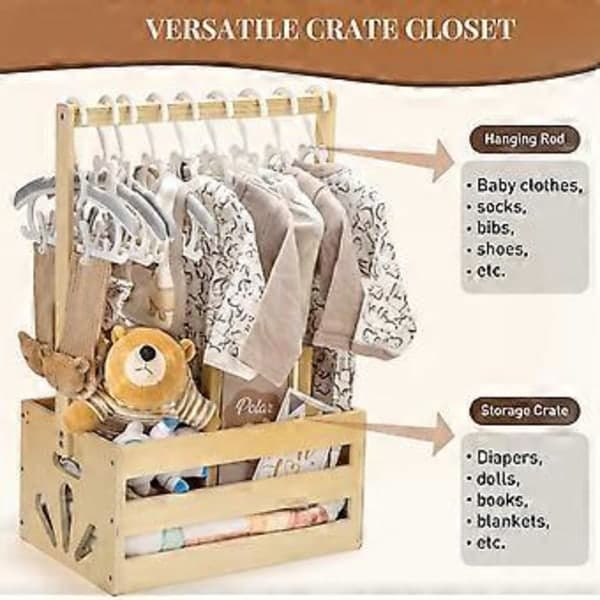 Trækasse til babyshower garderobe Babyshower kurv Glat kant Gratsfri Stor kapacitet Nem montering Opbevaringskurv