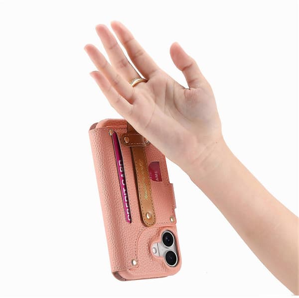 Kompatibel med iPhone 17-skal, RFID-blokerende lynlås, pung i PU-læder, mobilskal[LD]