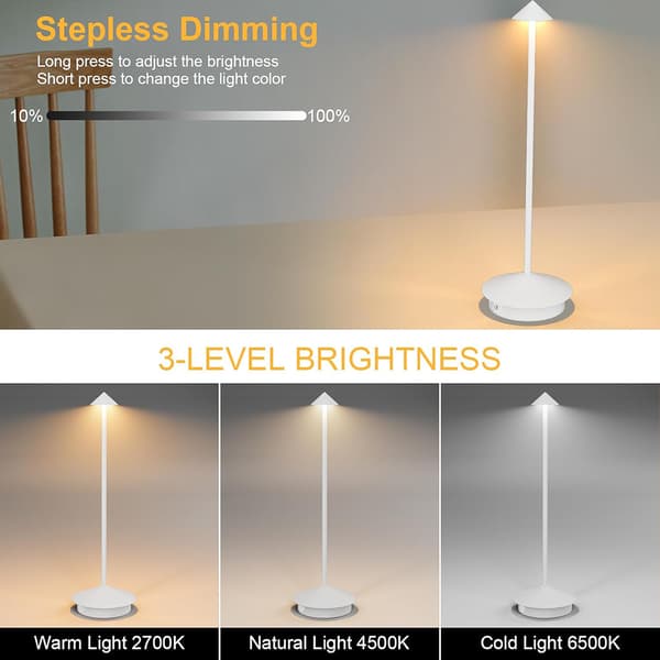 LED-bordlampe i aluminium med justerbar lysstyrke og USB-lading