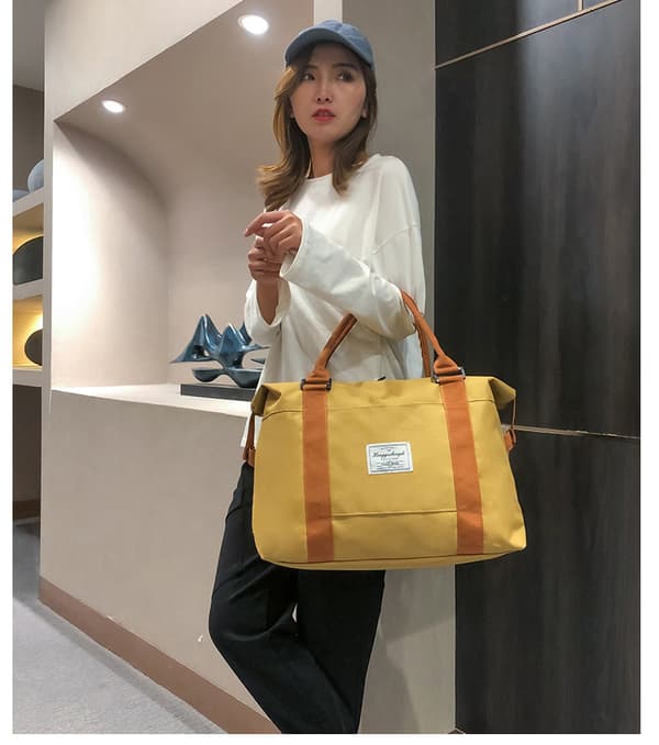 Treningsbag, duffelbag for kortere reiser, gul