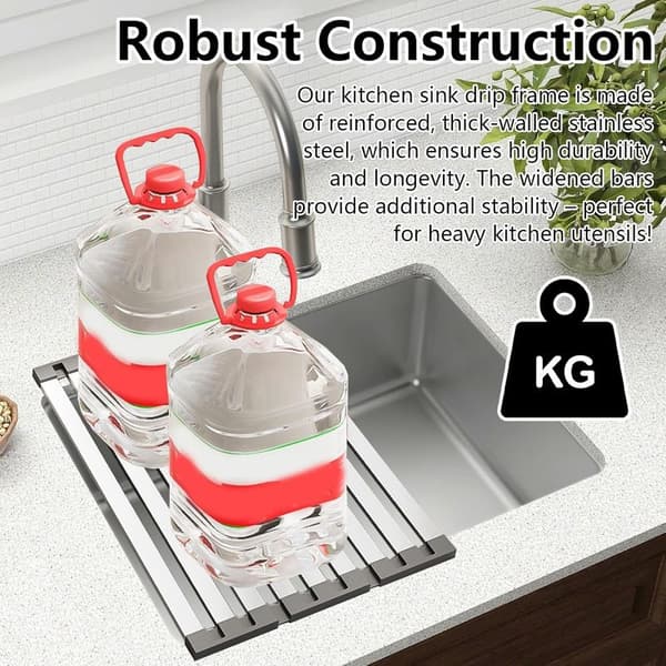 Dish Rack, Telescopic Roll-Up Dish Rack Removable Kitchen Storage and Organization Drying Rack Dish Mat for White White