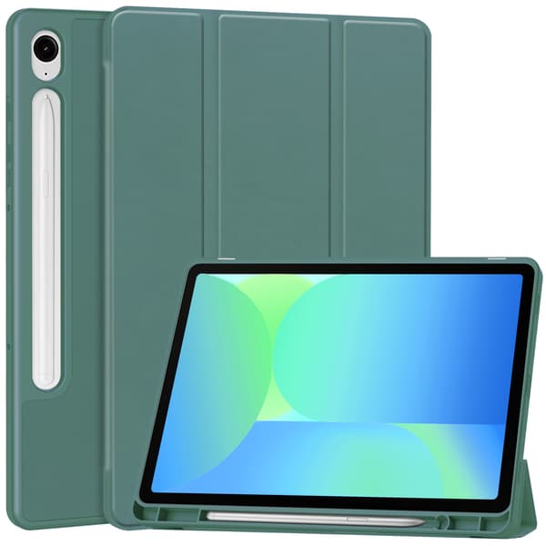 Etui til Samsung Galaxy Tab S9/S9 FE 2023 Ensfarget beskyttelsesetui Mørkegrønn