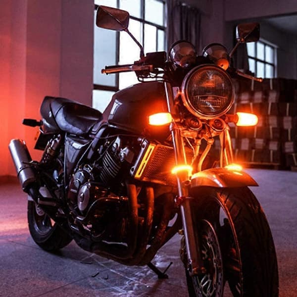 2 stk Fleksible Switchback Tofarvede Motorcykel LED Gaffel Blinklys DRL Kørelys-FY-